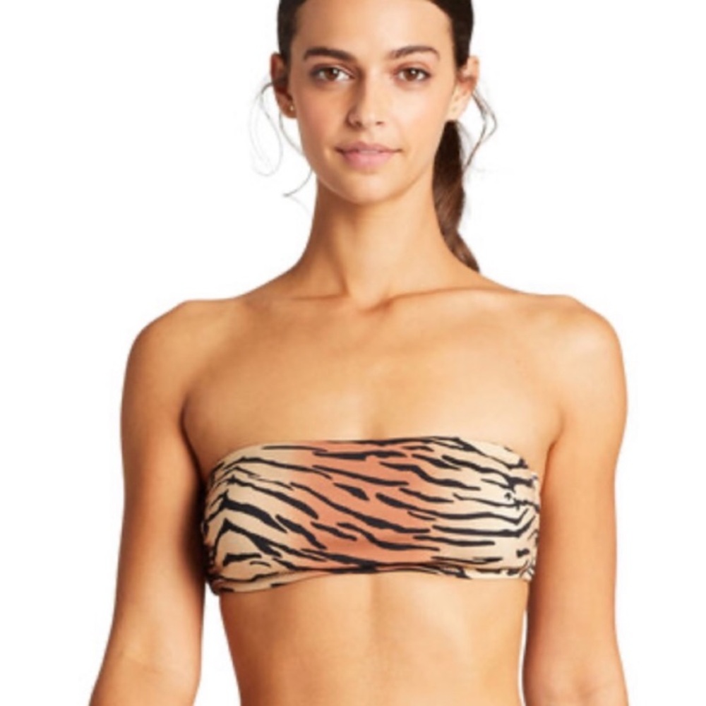 Vitamin A Swim Ziva Strapless Tube Top with Tie Back Zebra Tiger Stripes Small 6
